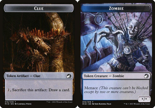 Clue (016) // Zombie (015) Double-Sided Token - Foil