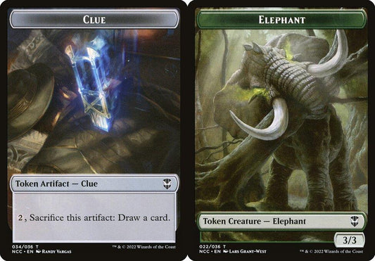 Clue (034) // Elephant (022) Double-Sided Token
