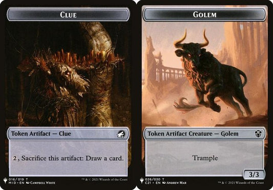 Clue (016) // Golem (026) Double-Sided Token (PLST)