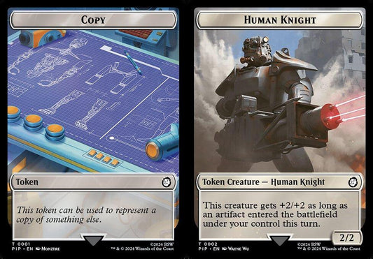 Copy (0001) // Human Knight (0002) Double-Sided Token - Foil