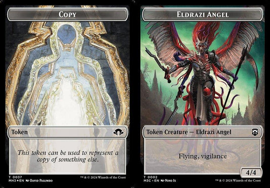 Copy (0037) // Eldrazi Angel (0002) Double-Sided Token - Ripple Foil