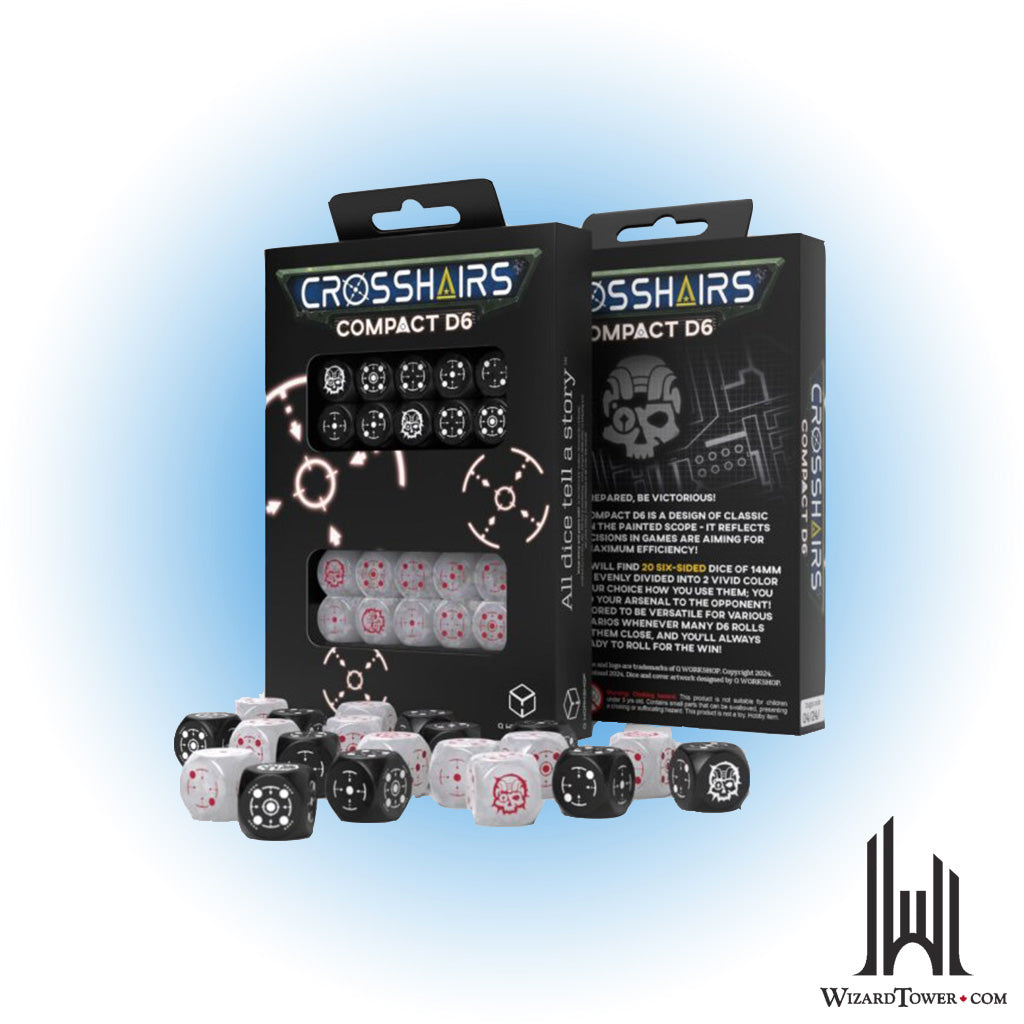 Dice Set - Crosshairs Compact Black / Pearl d6 20ct
