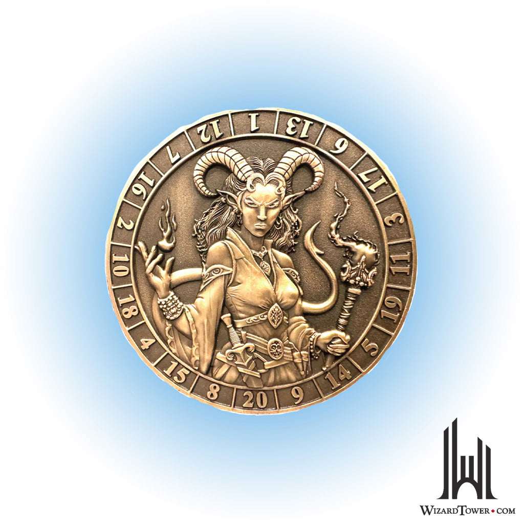 Individual Dice - Coin Female Tiefling Warlock d20