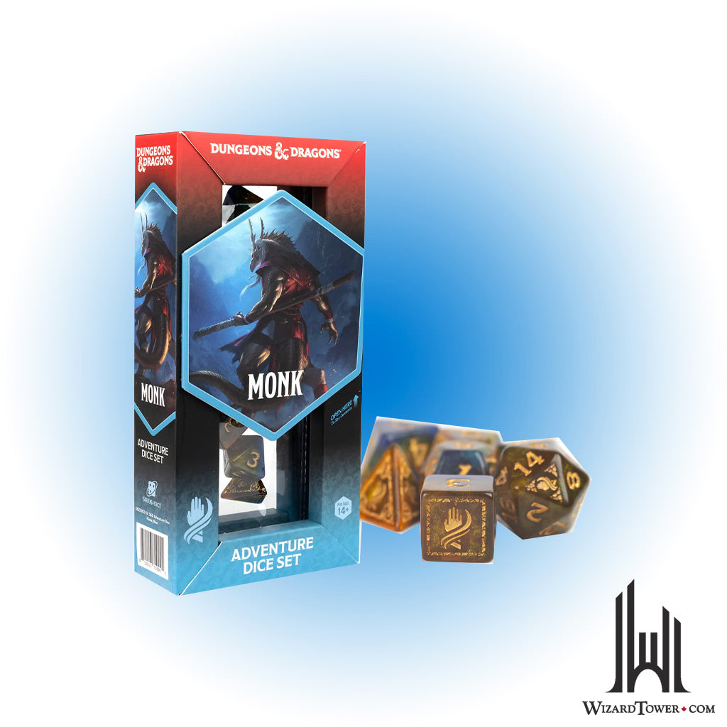Dice Set - DnD Adventure Monk Blue / Gold 12ct