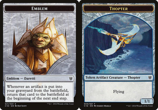 Daretti, Scrap Savant Emblem (021) // Thopter (009) Double-Sided Token