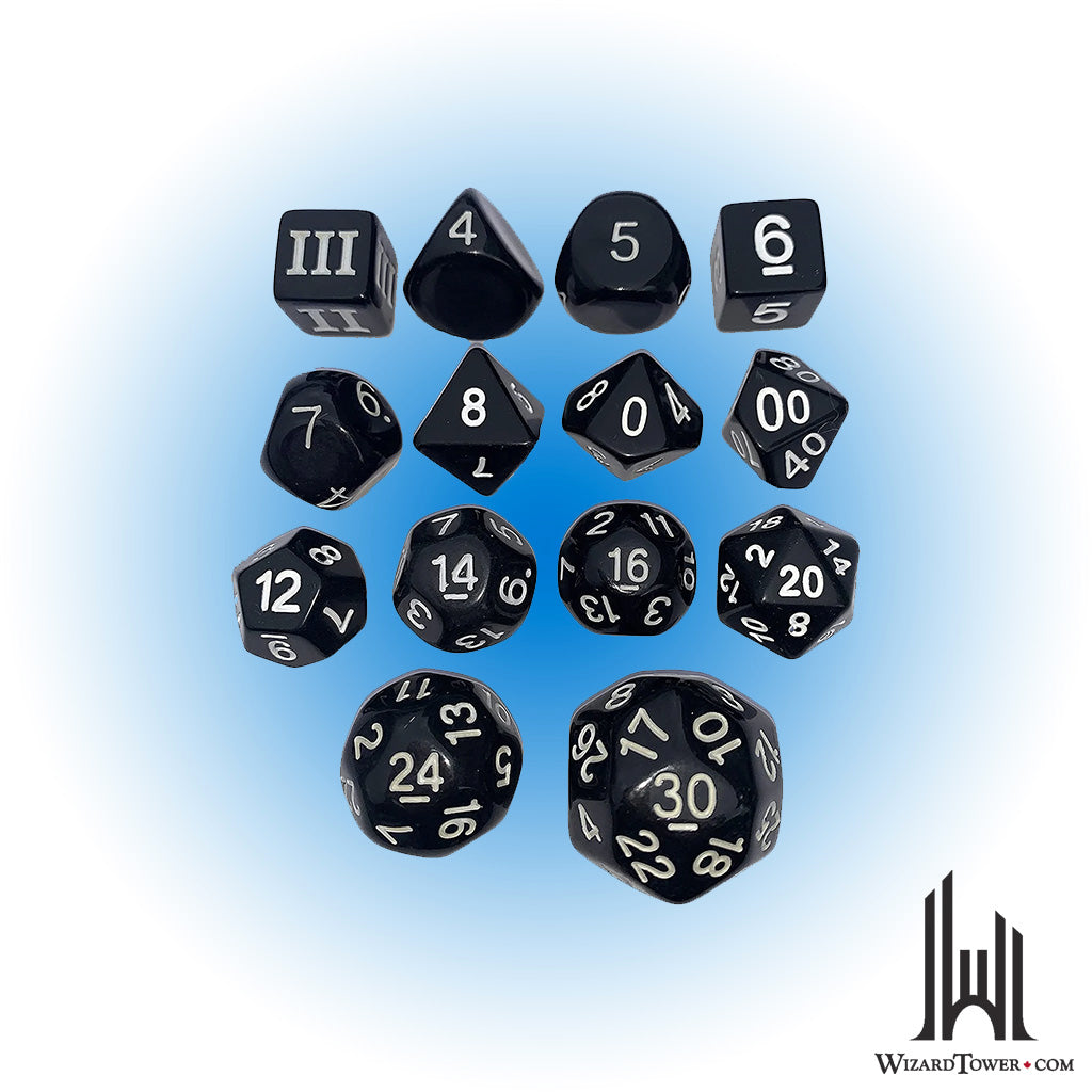 Dice Set - Opaque Black 14ct