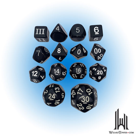 Dice Set - Opaque Black 14ct