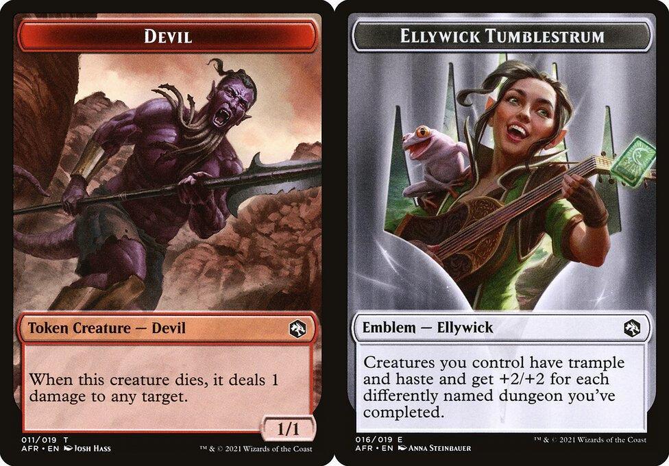 Devil (011) // Ellywick Tumblestrum Emblem (016) Double-Sided Token - Foil