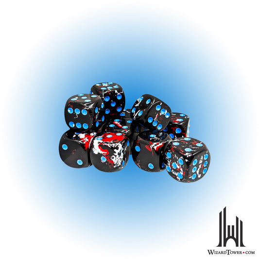 Dice Set - Brush Dark Side / Blue 16mm d6 12ct