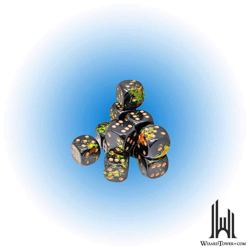 Dice Set - Brush Deep Forest / Gold 16mm d6 12ct