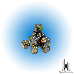 Dice Set - Brush Deep Forest / Gold 16mm d6 12ct