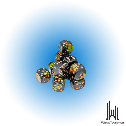 Dice Set - Brush Deep Forest / Gold 16mm d6 12ct