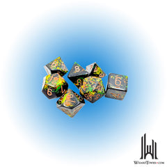 Dice Set - Brush Deep Forest / Gold 7ct