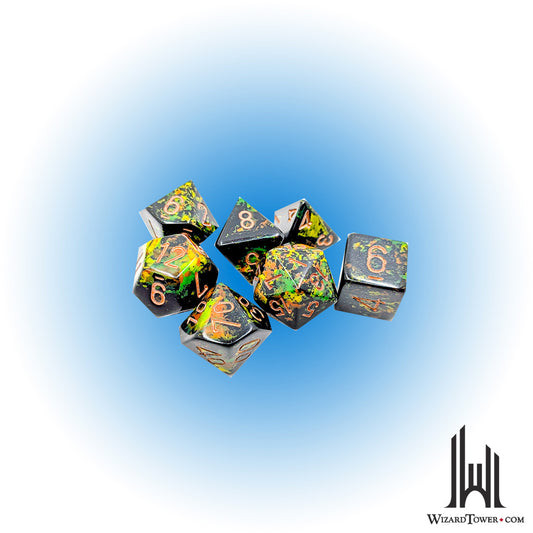 Dice Set - Brush Deep Forest / Gold 7ct