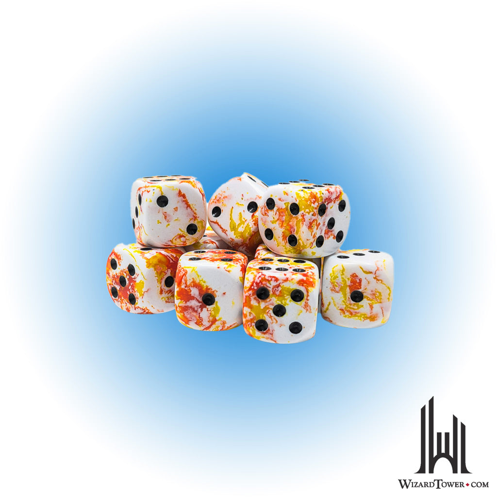 Dice Set - Brush Sunrise / Black 16mm d6 12ct