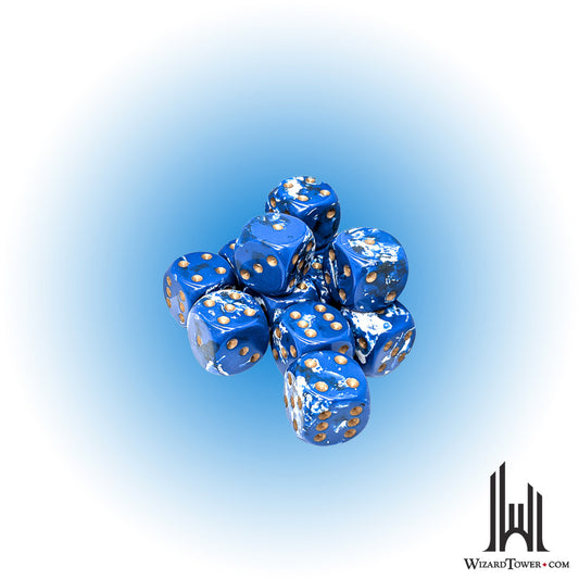 Dice Set - Brush Wavebreak / Gold 16mm d6 12ct