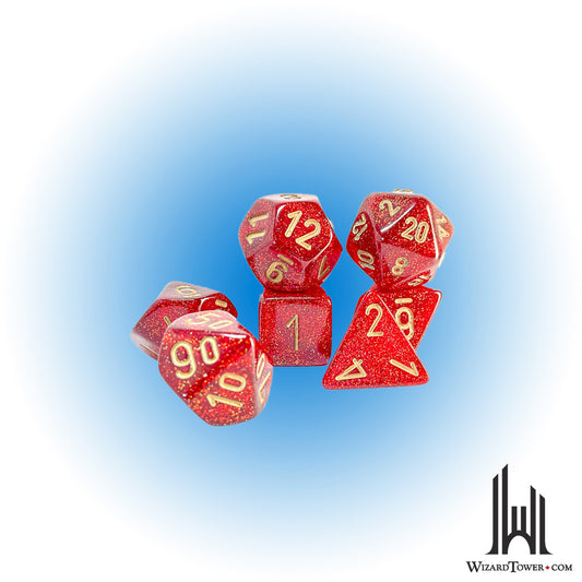 Dice Set - Glitter Mega-Hedral Ruby/Gold 7ct