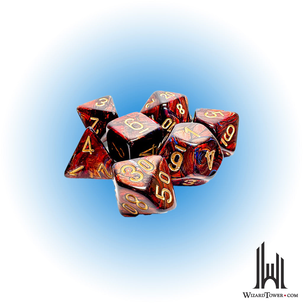 Dice Set - Scarab Mega-Hedral Blue Blood/Gold 7ct