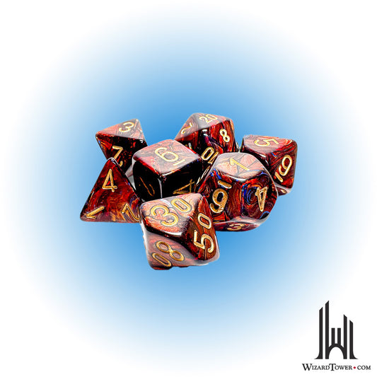 Dice Set - Scarab Mega-Hedral Blue Blood/Gold 7ct