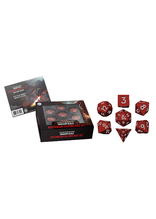 Dice Set - Silicone Dragon Scale Red 7ct