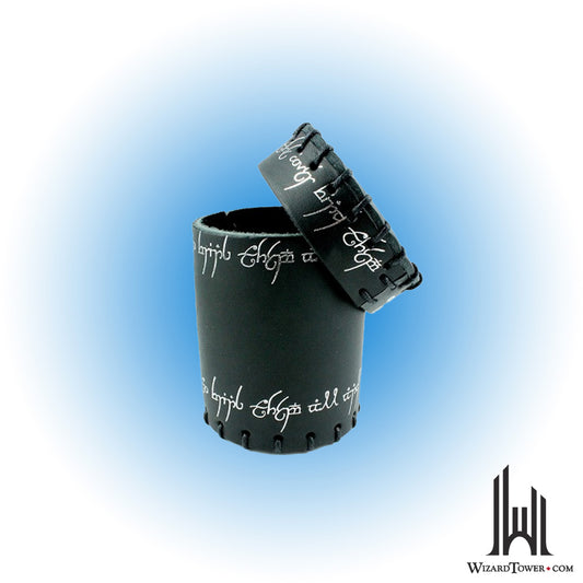 Dice Cup - Leather Elven Black / Silver