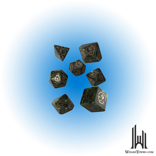 Dice Set - Bottle-Green/Gold Dragon Dice