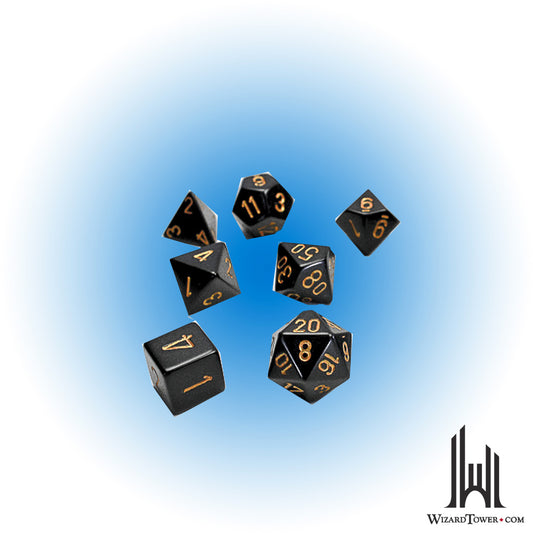 Dice Set - Opaque Black / Gold 7ct