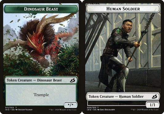 Dinosaur Beast (011) // Human Soldier (004) Double-Sided Token - Foil