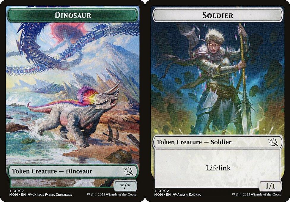 Dinosaur (0007) // Soldier (0002) Double-Sided Token - Foil