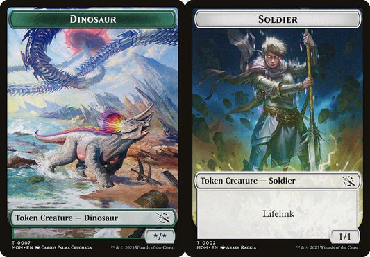 Dinosaur (0007) // Soldier (0002) Double-Sided Token - Foil