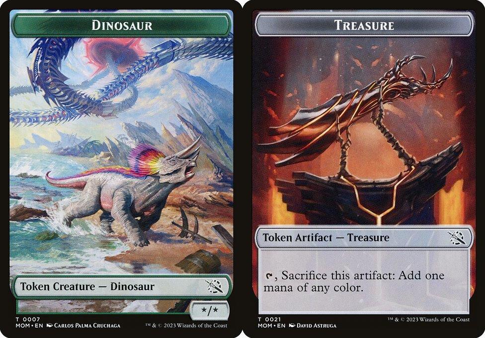 Dinosaur (0007) // Treasure (0021) Double-Sided Token - Foil