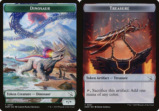 Dinosaur (0007) // Treasure (0021) Double-Sided Token - Foil