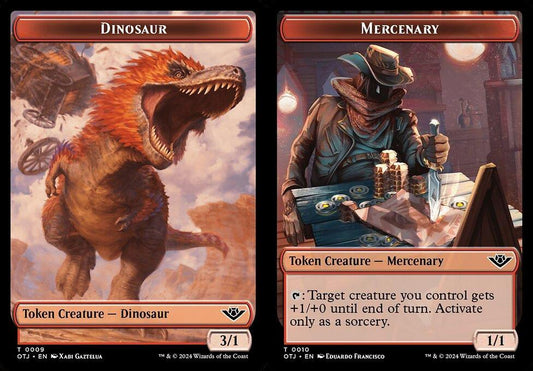 Dinosaur (0009) // Mercenary (0010) Double-Sided Token - Foil