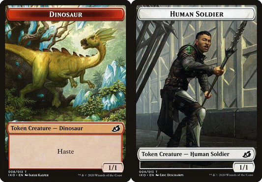 Dinosaur (008) // Human Soldier (004) Double-Sided Token - Foil