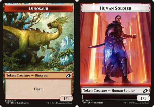 Dinosaur (008) // Human Soldier (005) Double-Sided Token - Foil