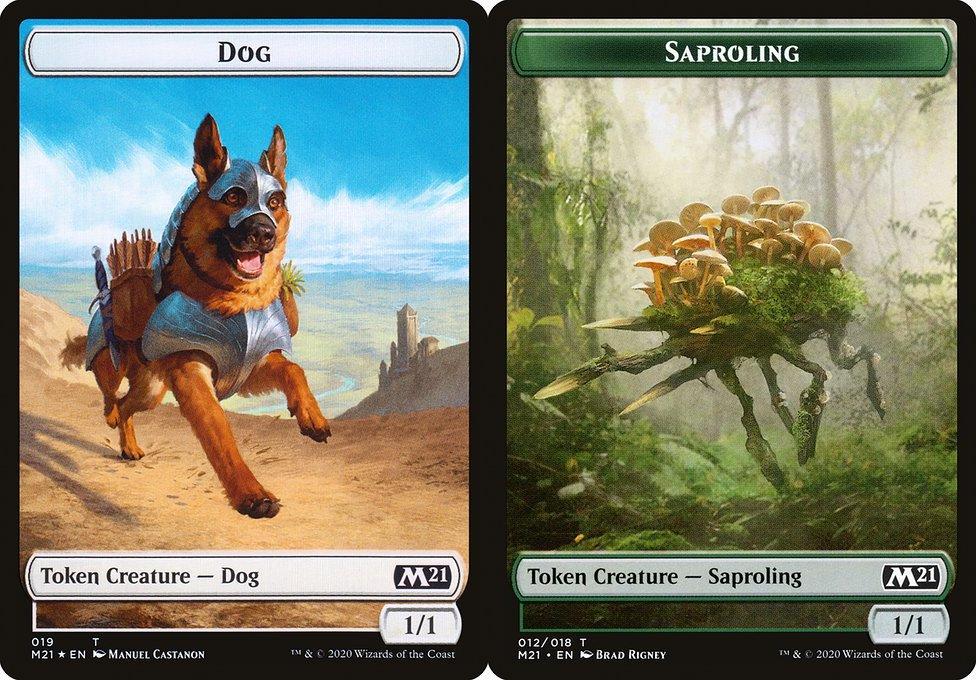 Dog (019) // Saproling (012) Double-Sided Token - Foil