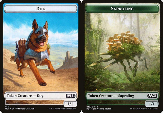Dog (019) // Saproling (012) Double-Sided Token - Foil