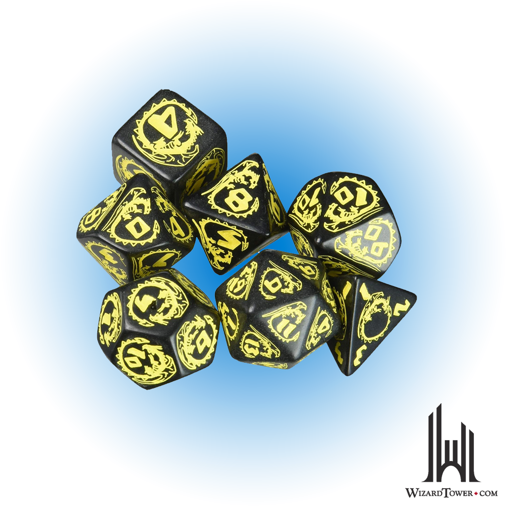 Dice Set - Dragons Black / Yellow 7ct