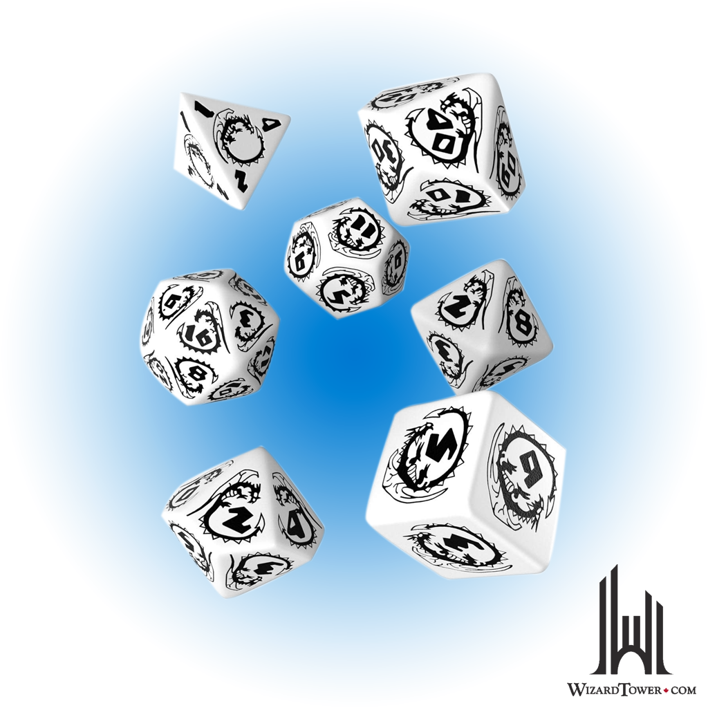 Dice Set - Dragons White / Black 7ct