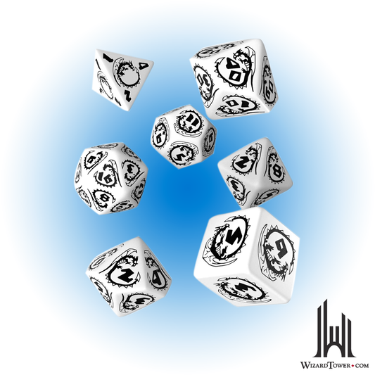 Dice Set - Dragons White / Black 7ct
