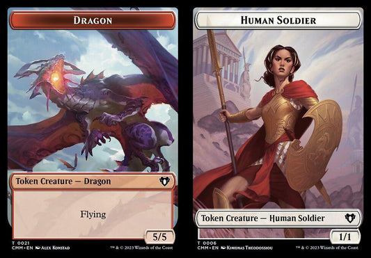 Dragon (0021) // Human Soldier (0006) Double-Sided Token - Foil