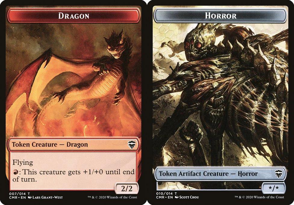 Dragon (007) // Horror (010) Double-Sided Token - Foil