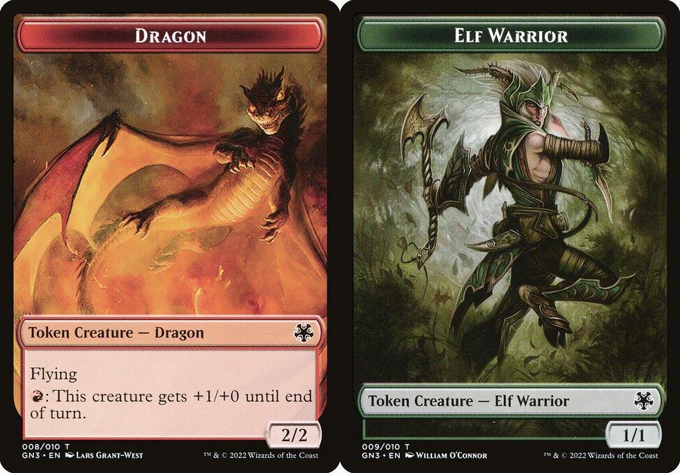 Dragon (008) // Elf Warrior (009) Double-Sided Token