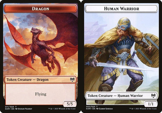 Dragon (011) // Human Warrior (003) Double-Sided Token - Foil