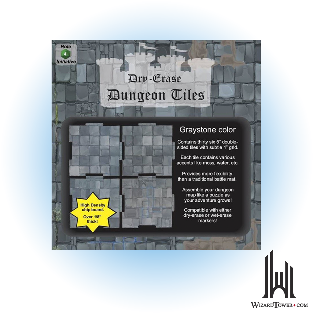 Dungeon Tiles - Dry Erase Square - Graystone 5"