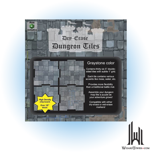 Dungeon Tiles - Dry Erase Square - Graystone 5"