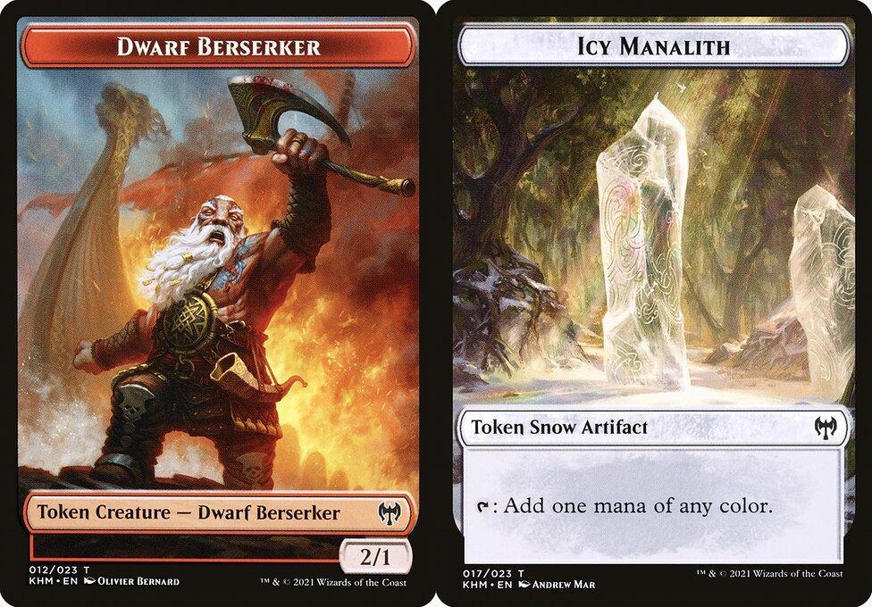 Dwarf Berserker (012) // Icy Manalith (017) Double-Sided Token - Foil