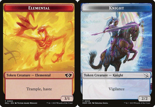 Elemental (0002) // Knight (0010) Double-Sided Token - Foil