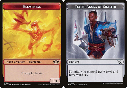 Elemental (0002) // Teferi Akosa of Zhalfir Emblem (0022) Double-Sided Token - Foil