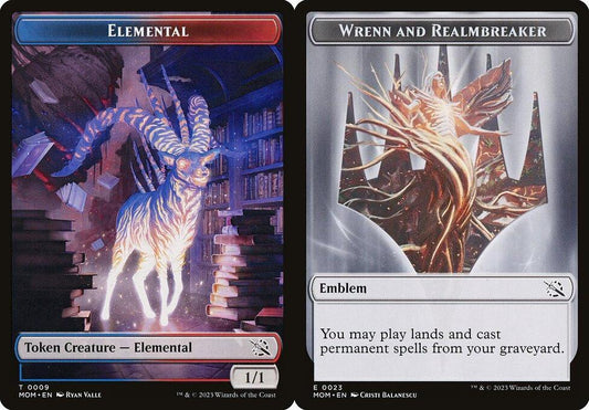 Elemental (0009) // Wrenn and Realmbreaker Emblem (0023) Double-Sided Token - Foil
